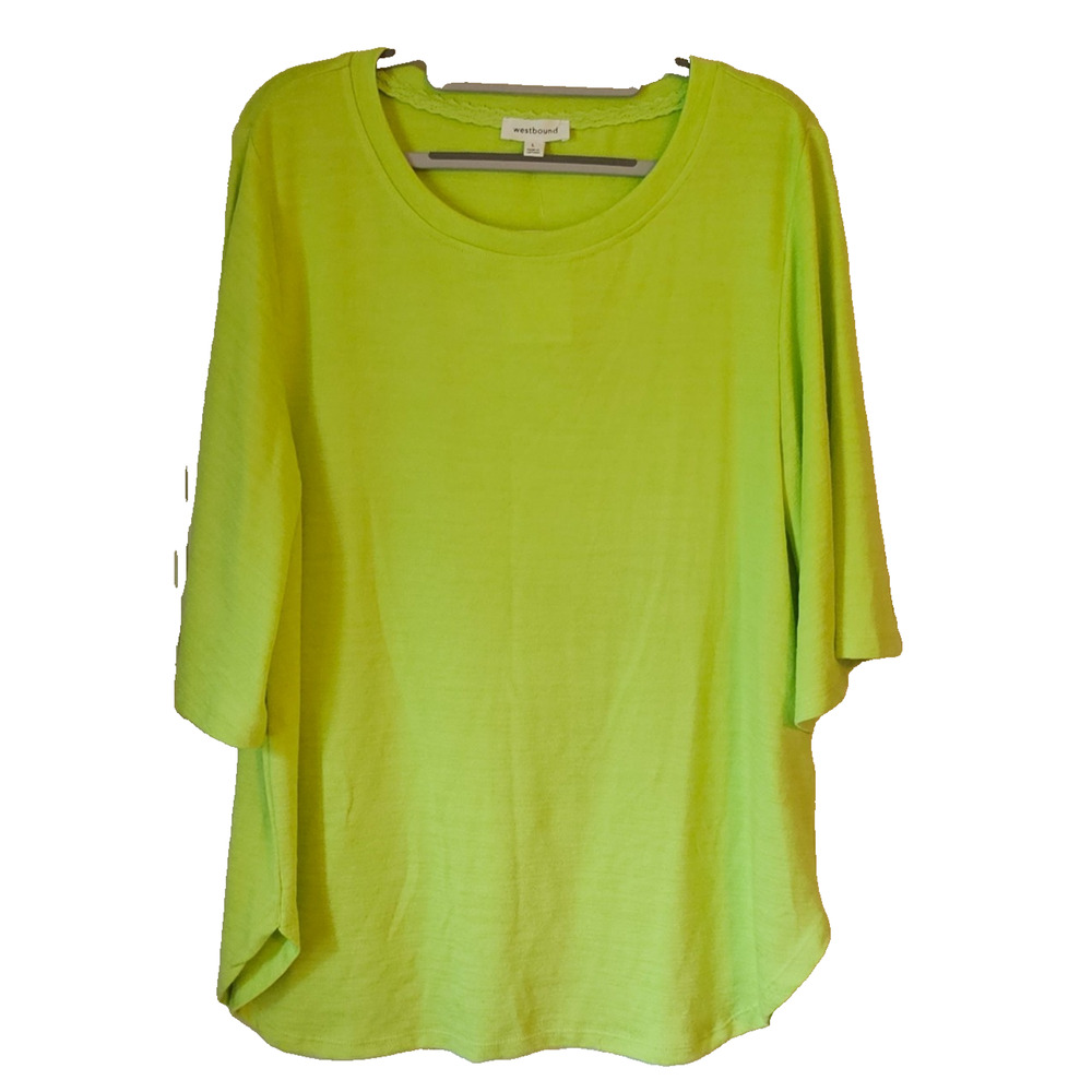 NWT Westbound Top LimeBright Green Sleeve Casual Blouse Size Large